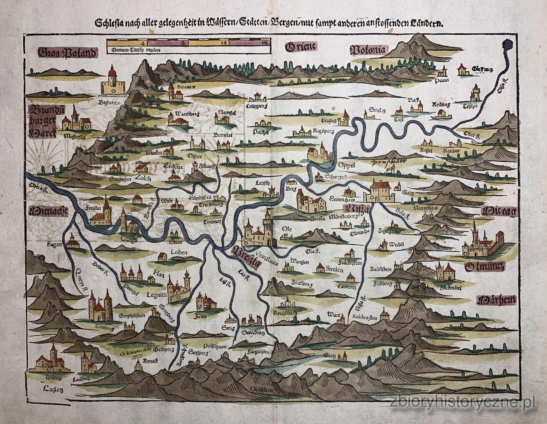 1. Mapa Dolnego Śląska, M&uuml;nster, 1544 r. / 0